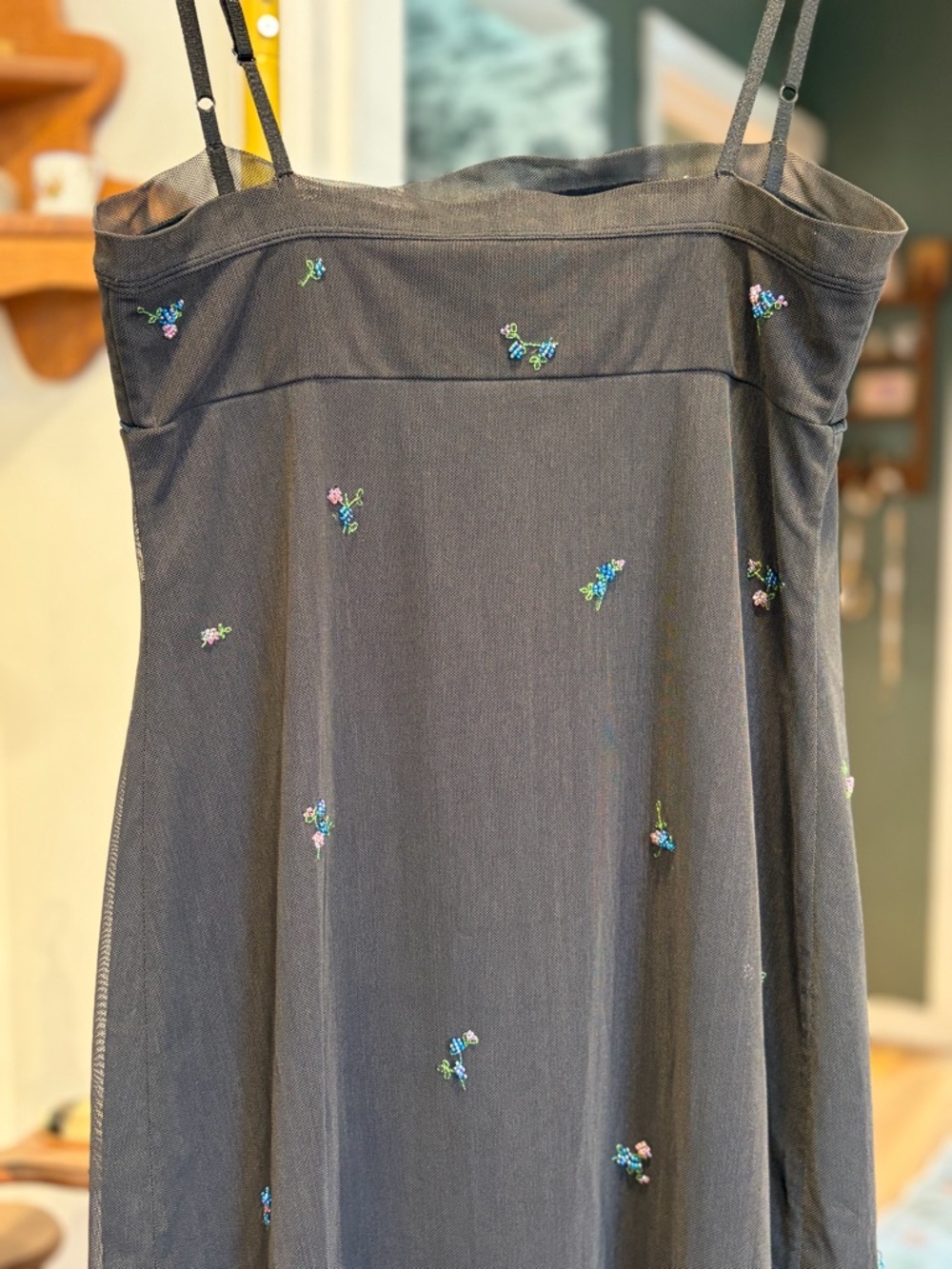Black BCBG Maxazria vintage Floral-Embroidered Beaded Slip Dress - Women - Picture 7 of 11